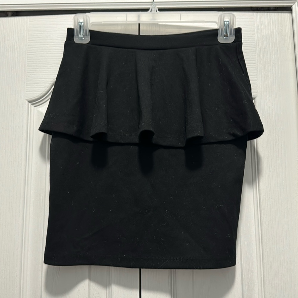 Black Peplum Mini Skirt, NWT